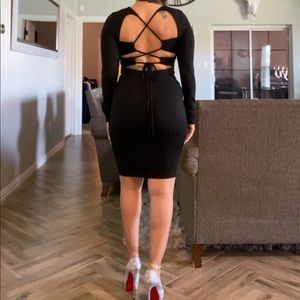 Sexy open back midi dress